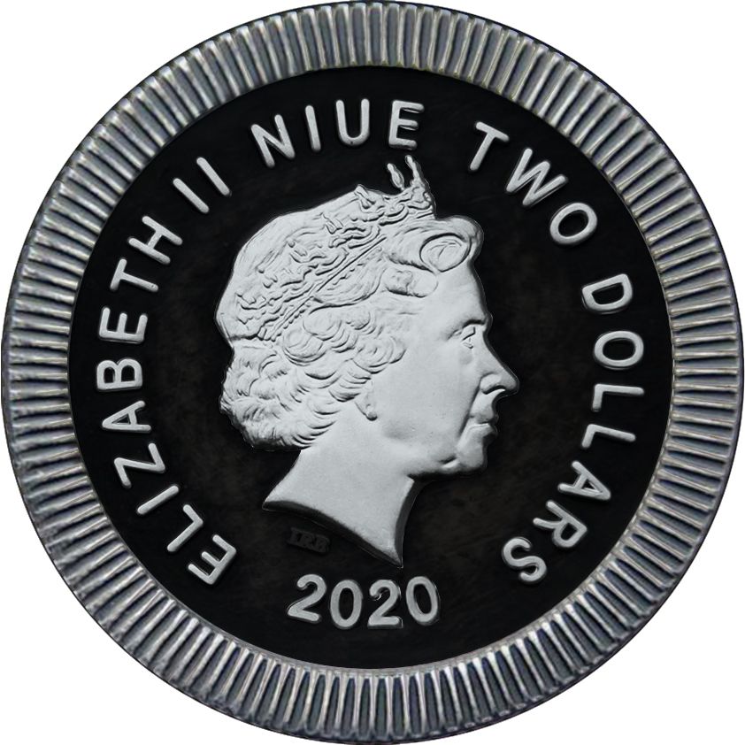 Niue 2020 $2 Athenian Owl - Ruthenium Holo - 1 Oz Silver Coin + Swarovski Crystals