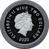 Niue 2020 $2 Athenian Owl - Ruthenium Holo - 1 Oz Silver Coin + Swarovski Crystals