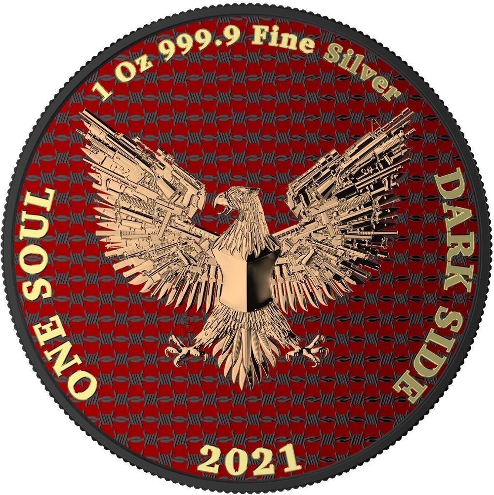 THE LIBERATOR RED 2021 ONE SOUL 1 OZ .999 FINE SILVER ROUND WITH GOLD GILDING – DARK SIDE CAD 129.99