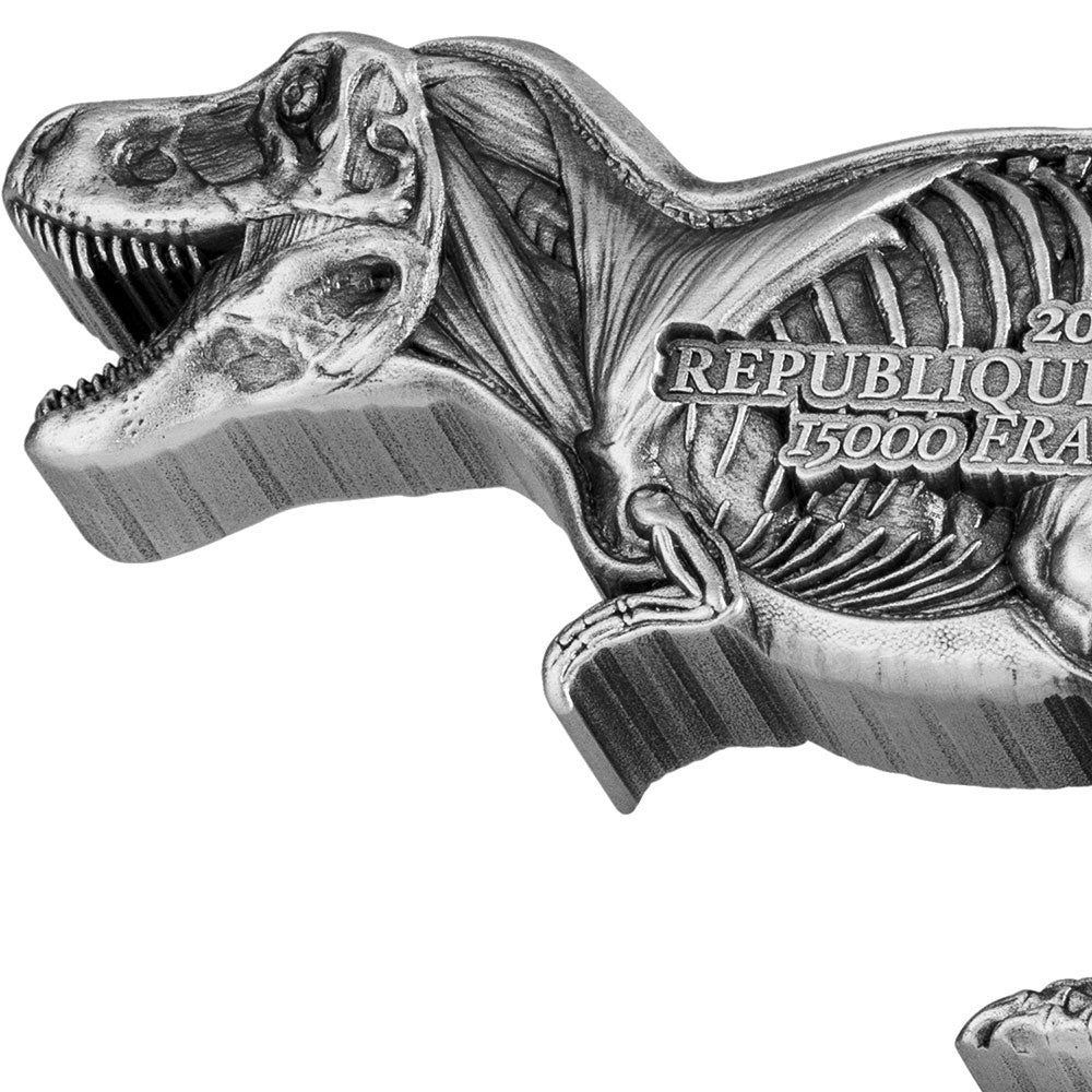 TYRANNOSAURUS DISSECTED T REX Jurassic 3 Oz Silver Coin 15000 Francs Chad 2022