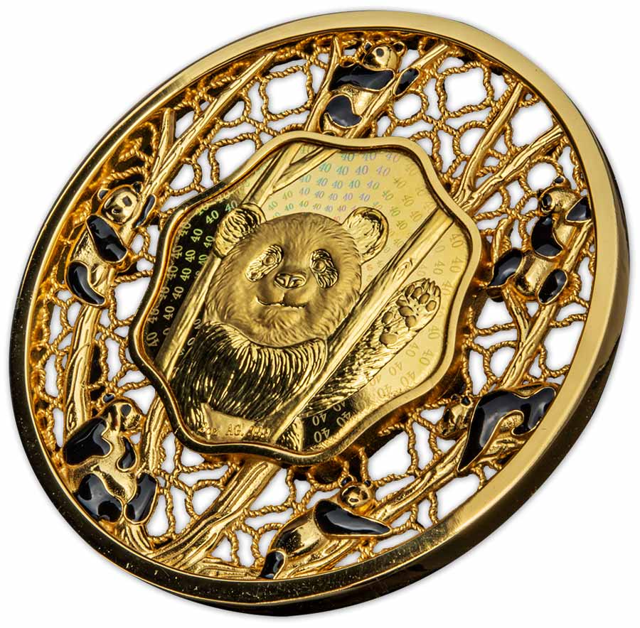 2022 Solomon Islands $5 2-oz Silver Filigree Panda Proof-Like Coin