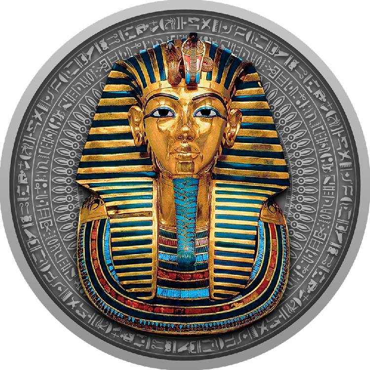 MASK OF TUTANKHAMUN 2022 $5 2 OZ PURE SILVER ANTIQUE FINISH COIN – NIUE ISLAND