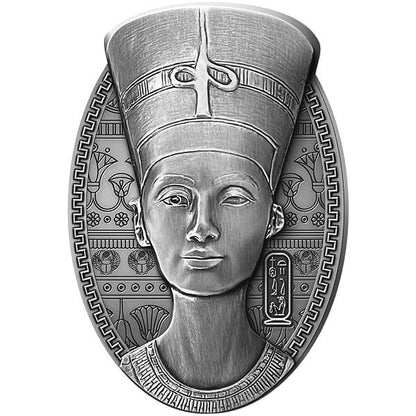2023 3 oz Silver The Nefertiti Bust 3D Shaped Coin Djibouti