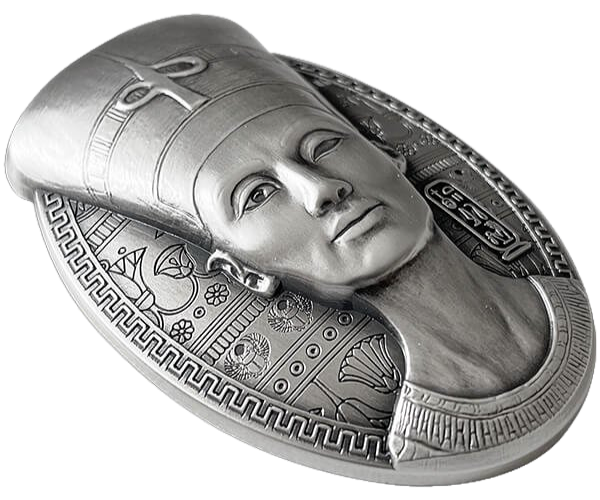 2023 3 oz Silver The Nefertiti Bust 3D Shaped Coin Djibouti