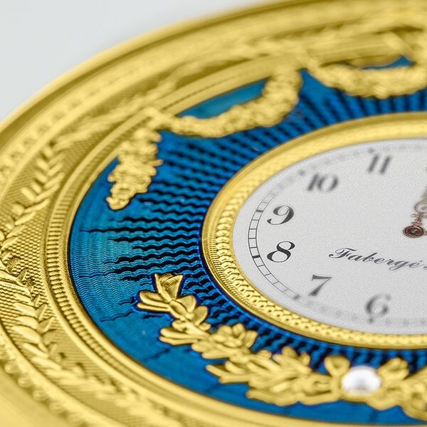 BLUE TABLE CLOCK Faberge 1 Oz Silver Coin 1$ Niue 2022