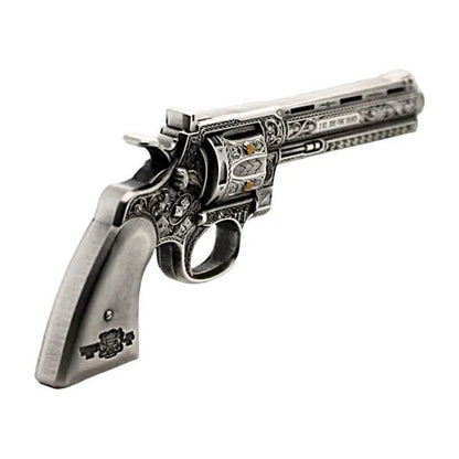 REVOLVER GUN 2023 2 OZ PURE SILVER HIGH RELIEF ANTIQUED COIN
