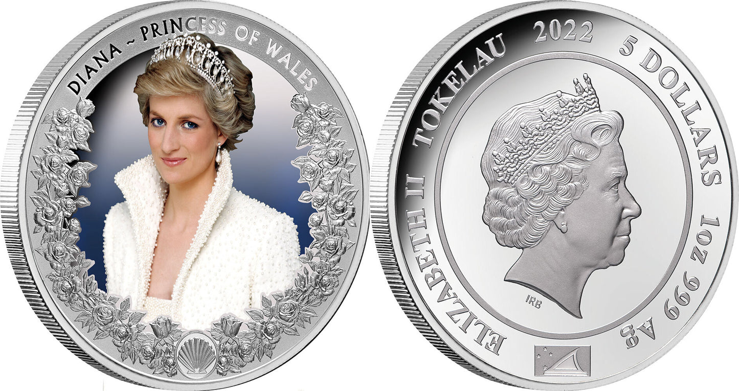 DIANA PRINCESS OF WALES 1 Oz Silver Coin 5$ Tokelau 2022