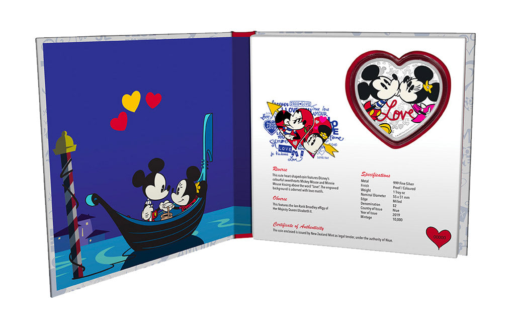 1 oz. Pure Silver Heart-Shaped Coin - Disney Love (2019)