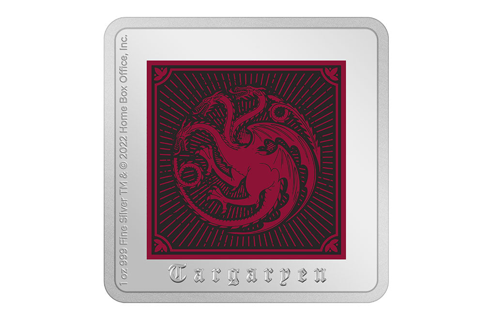 TARGAERYAN SIGIL GAME OF THRONES COLLECTION 2022 1 OZ PURE SILVER PROOF MEDALLION