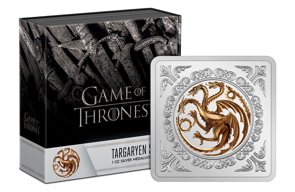 TARGAERYAN SIGIL GAME OF THRONES COLLECTION 2022 1 OZ PURE SILVER PROOF MEDALLION