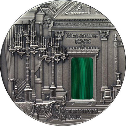 Malachit Room Masterpieces in Stone 3 oz Antique finish Silver Coin 10$ Fiji 2013