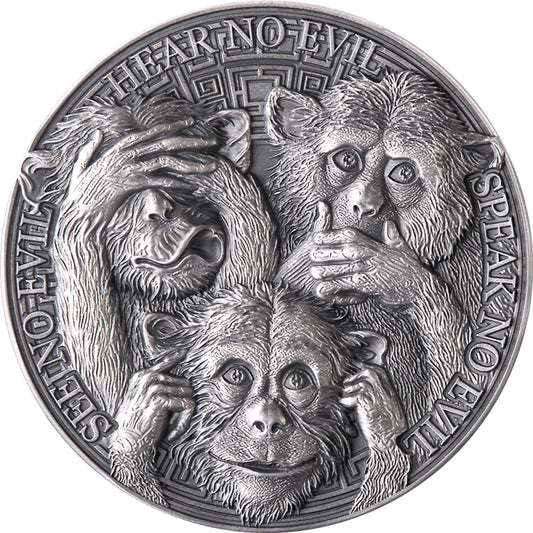 THREE WISE MONKEYS 1 Oz Silver Coin 2022