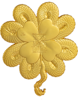 FOUR LEAF CLOVER DRAGON Gilded 1 Oz Silver Coin 5000 Francs Chad 2023