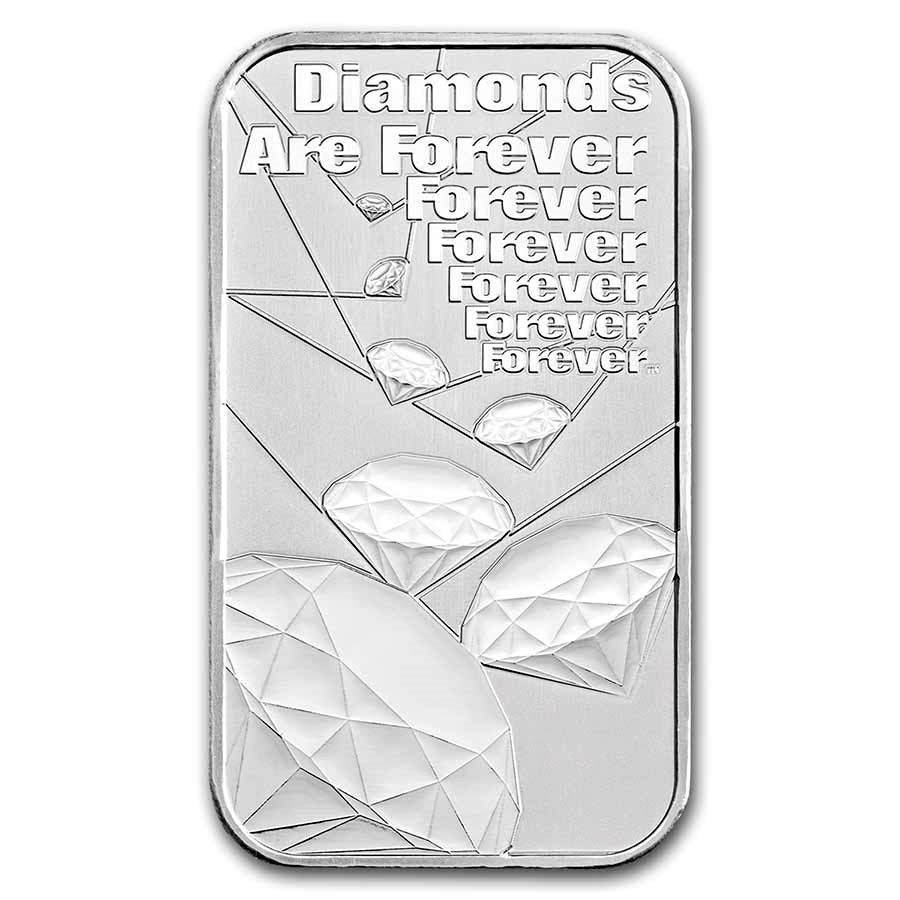 Great Britain 1 oz Silver Bar: James Bond, Diamonds Are Forever