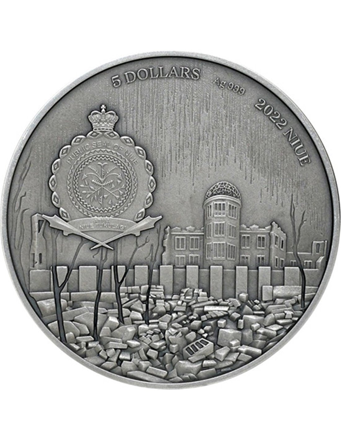 HIROSHIMA Human Tragedies 2 Oz Silver Coin 5$ Niue 2022