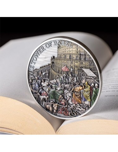 The Tower of Babel Fundamental Stories of the Bible 5 oz Antique Finish Silver Coin 10$ Tokelau 2022