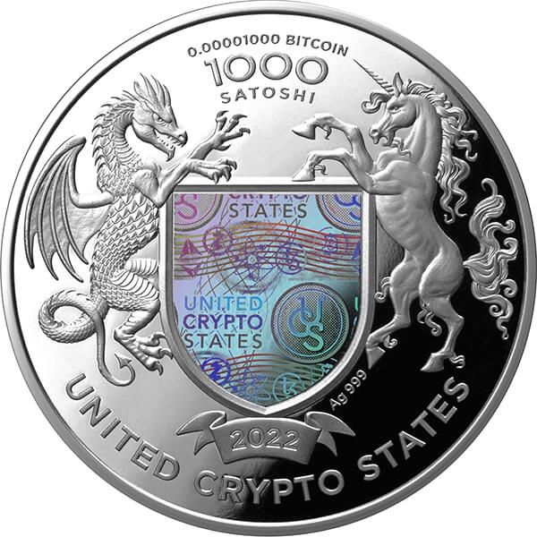 Liberty United Crypto States 1 oz Proof Silver Coin 1000 Satoshi