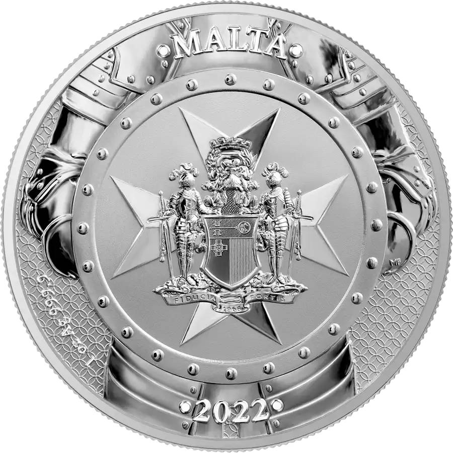 MALTA KNIGHTS OF THE PAST 2022 1 OZ 5 EURO PURE SILVER BRILLIANT UNCIRCULATED COIN IN BLISTERPACK – GERMANIA MINT