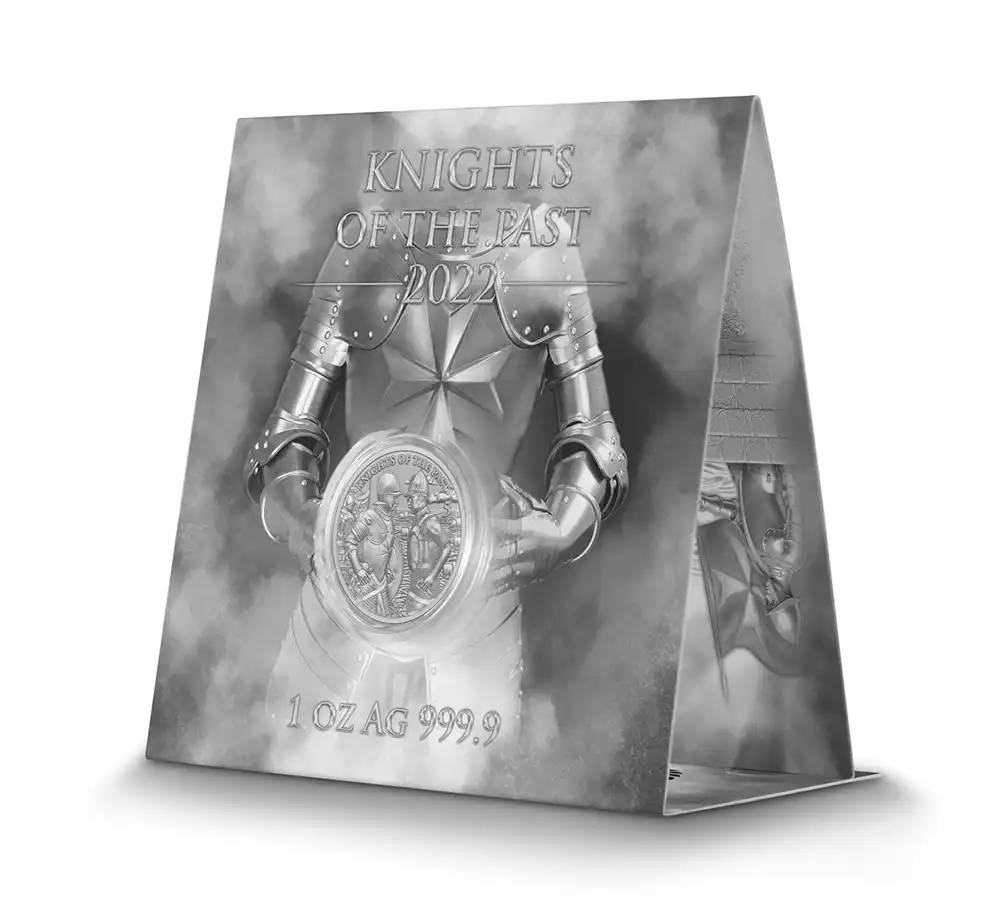 MALTA KNIGHTS OF THE PAST 2022 1 OZ 5 EURO PURE SILVER BRILLIANT UNCIRCULATED COIN IN BLISTERPACK – GERMANIA MINT