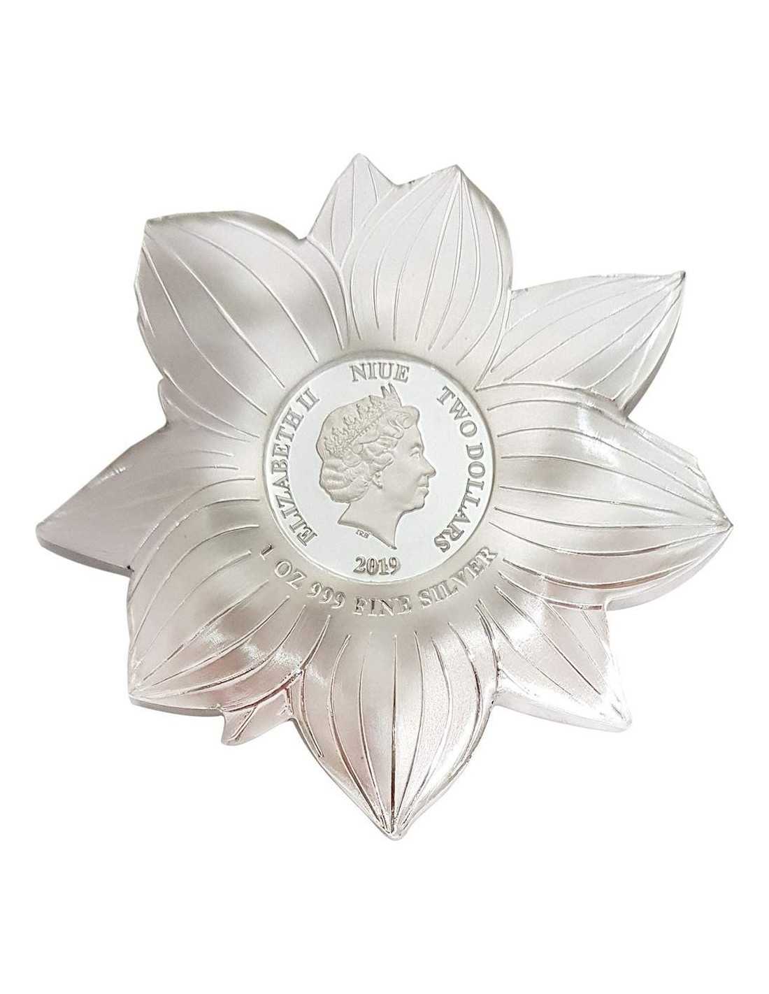 LOTUS Shape World Enchanting Flower 1 Oz Silver Coin 2$ Niue 2019