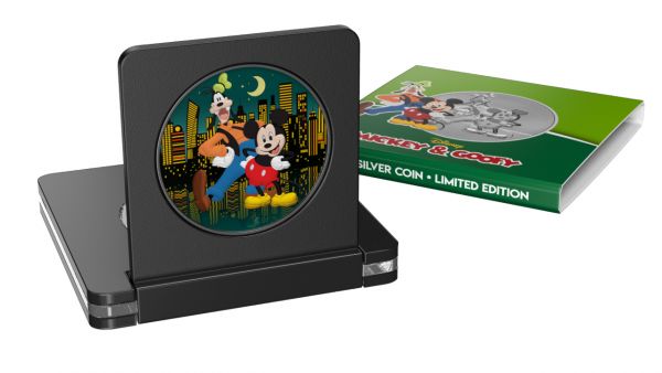 Niue Islands 2021 $2 Disney - Mickey & Goofy Night City 1 Oz Silver Coin