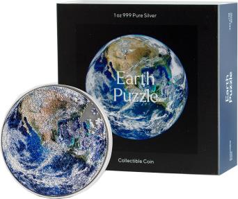 EARTH PUZZLE 1 Oz Silver Coin 5000 Francs Chad 2022