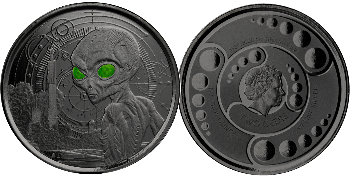 2021 Ghana Alien 1/2oz Silver 4 Coin Set