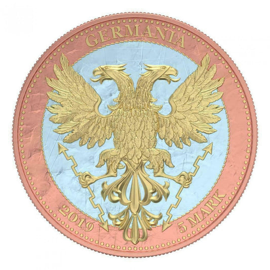 Germania 2019 5 Mark Bejeweled Oak Leaf Pink 1 Oz 999 Silver Coin