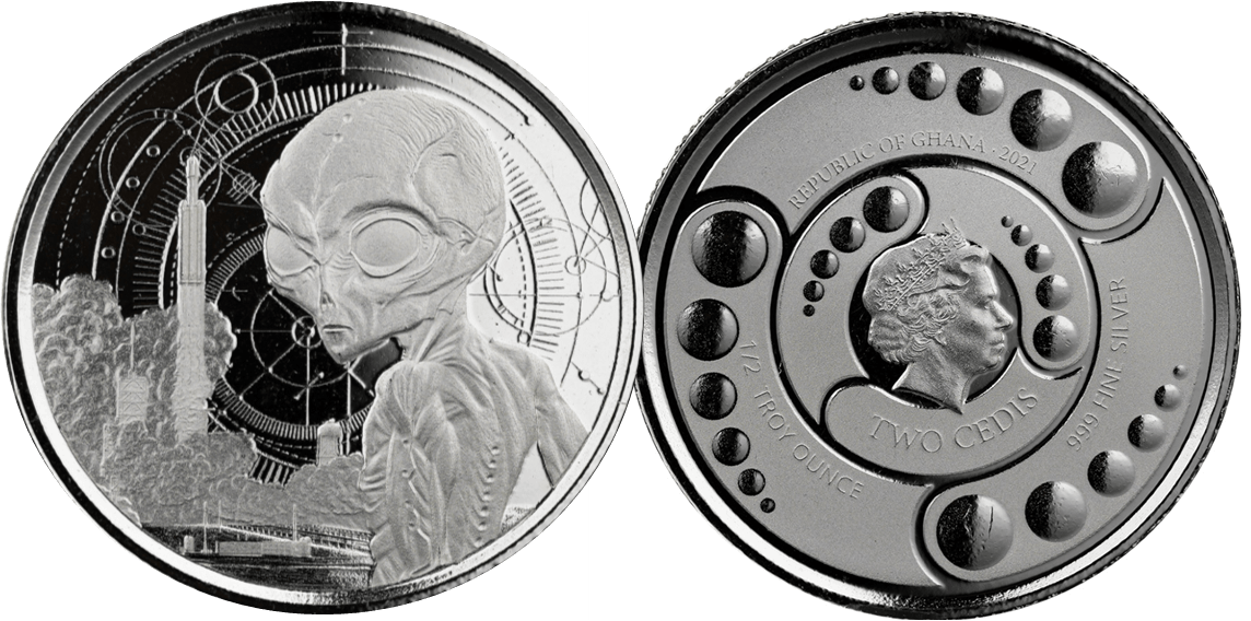 2021 Ghana Alien 1/2oz Silver 4 Coin Set