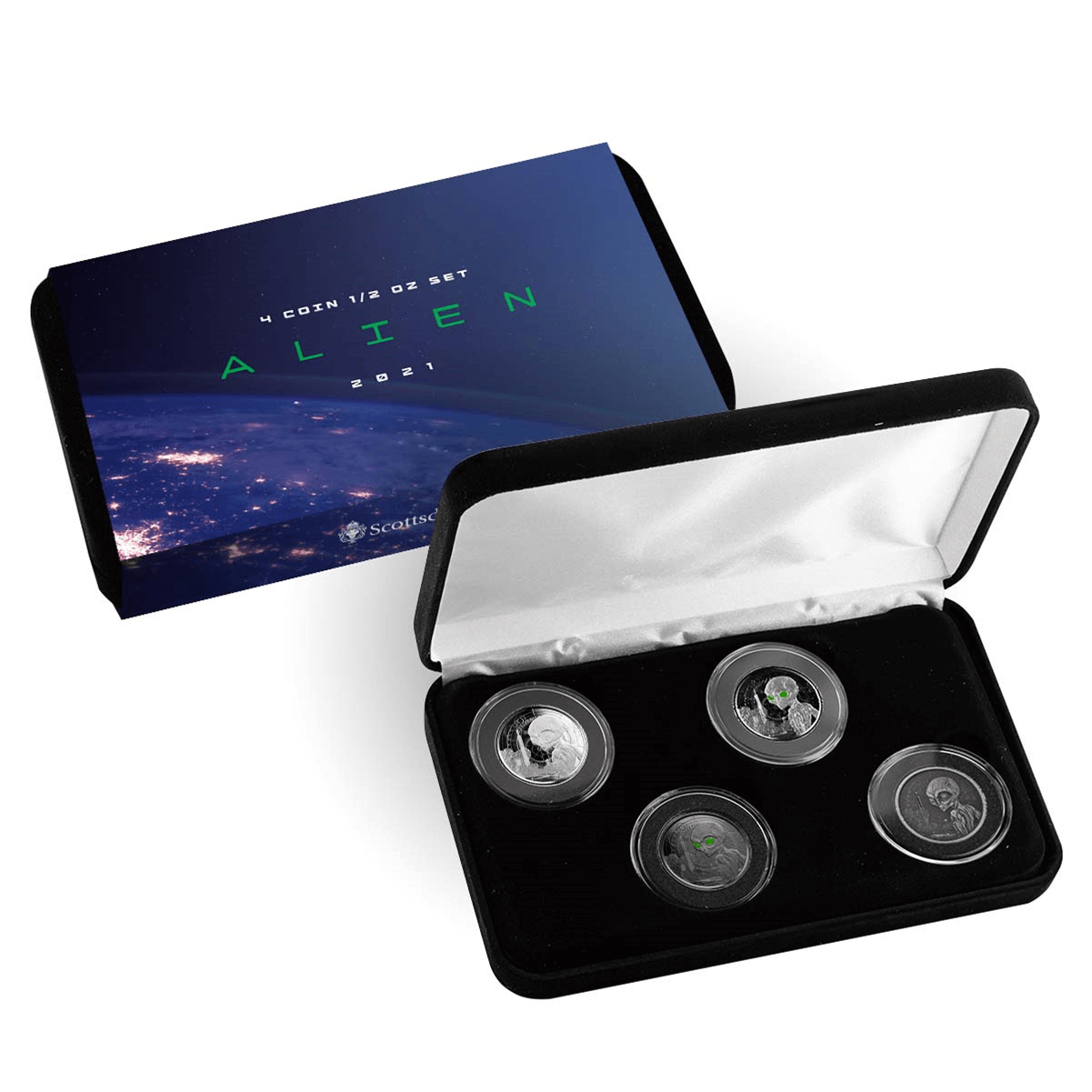 2021 Ghana Alien 1/2oz Silver 4 Coin Set