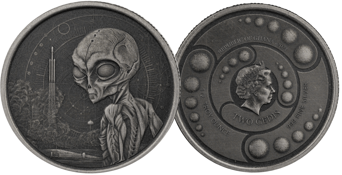 2021 Ghana Alien 1/2oz Silver 4 Coin Set