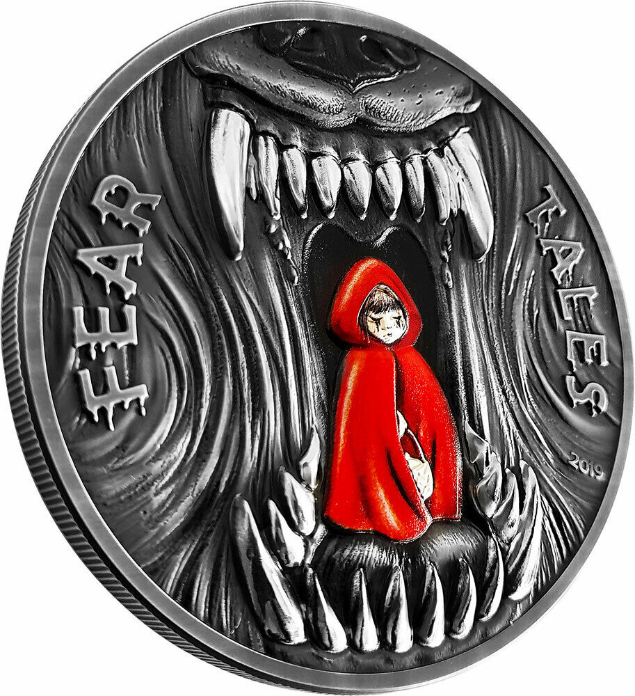 Palau 2 oz LITTLE RED RIDING HOOD FEAR TALES $10 Silver Coin 2019