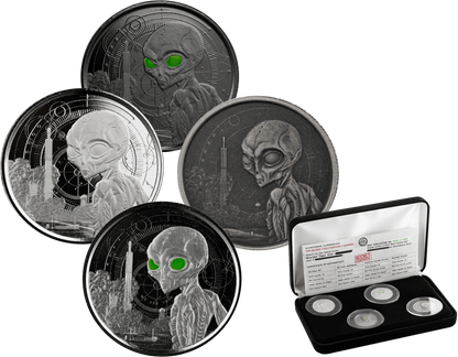 2021 Ghana Alien 1/2oz Silver 4 Coin Set