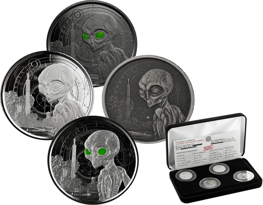 2021 Ghana Alien 1/2oz Silver 4 Coin Set