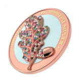 Germania 2019 5 Mark Bejeweled Oak Leaf Pink 1 Oz 999 Silver Coin