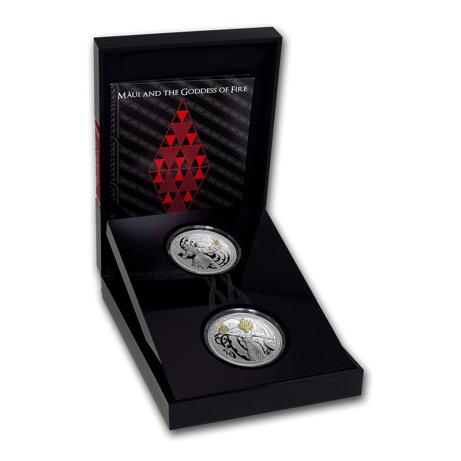 2019 1 oz New Zealand Maui and the Goddess of Fire - Maui raua ko Mahuika .999 Silver Proof 2 Coin Set