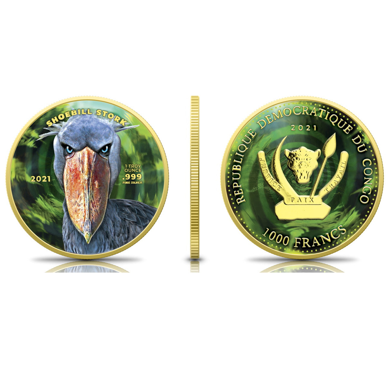 SHOEBILL STORK Hypnotic Edition 1 oz Silver Coin Congo 2021