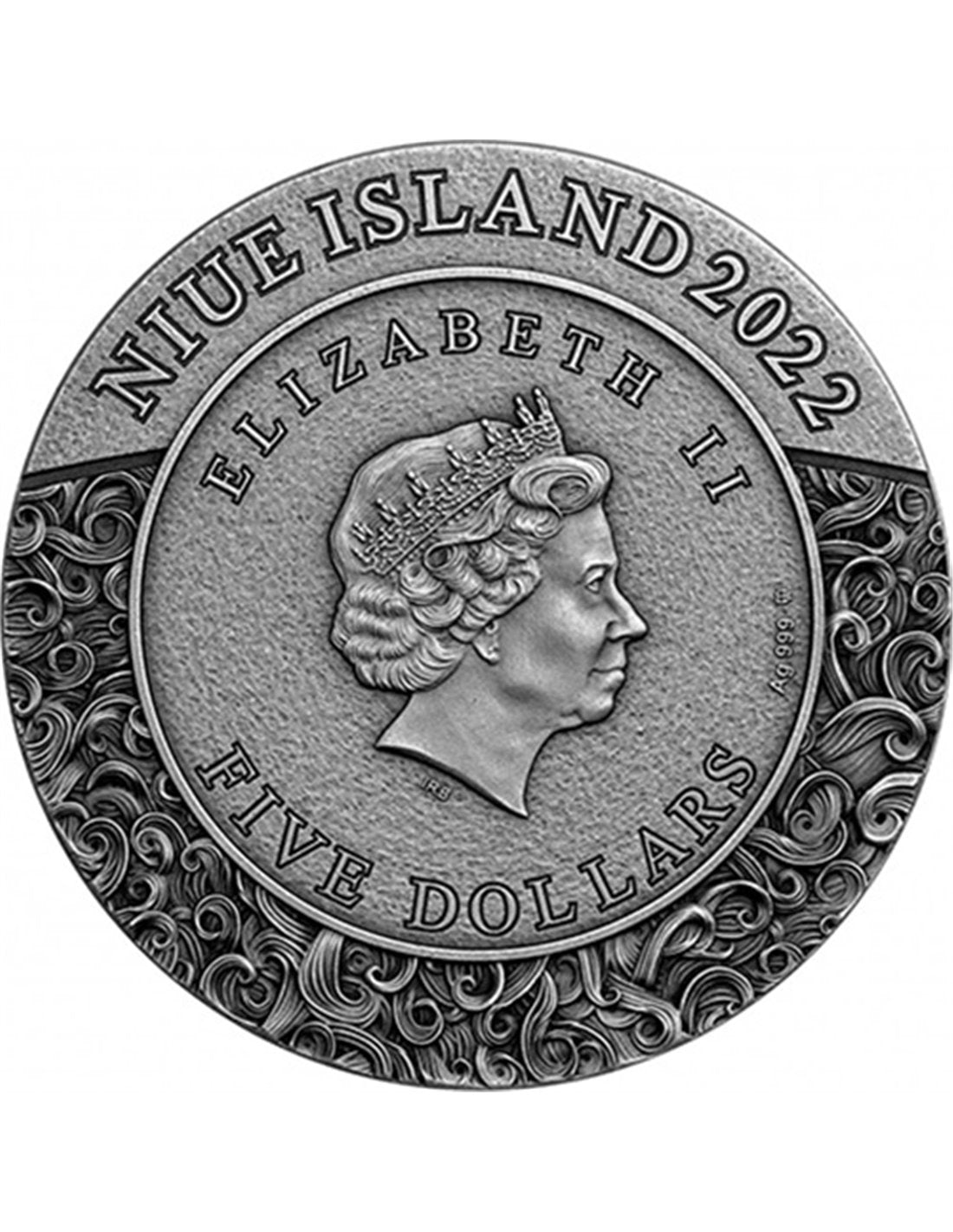 2022 Antique Niue Goddess of Justice Themis 2 oz Silver Coin