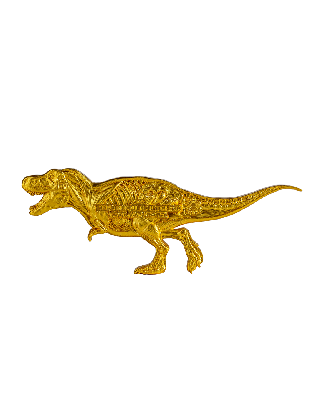 TYRANNOSAURUS DISSECTED T REX Gilded Jurassic 3 Oz Silver Coin 15000 Francs Chad 2022