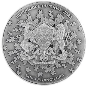 EARTH PUZZLE 1 Oz Silver Coin 5000 Francs Chad 2022