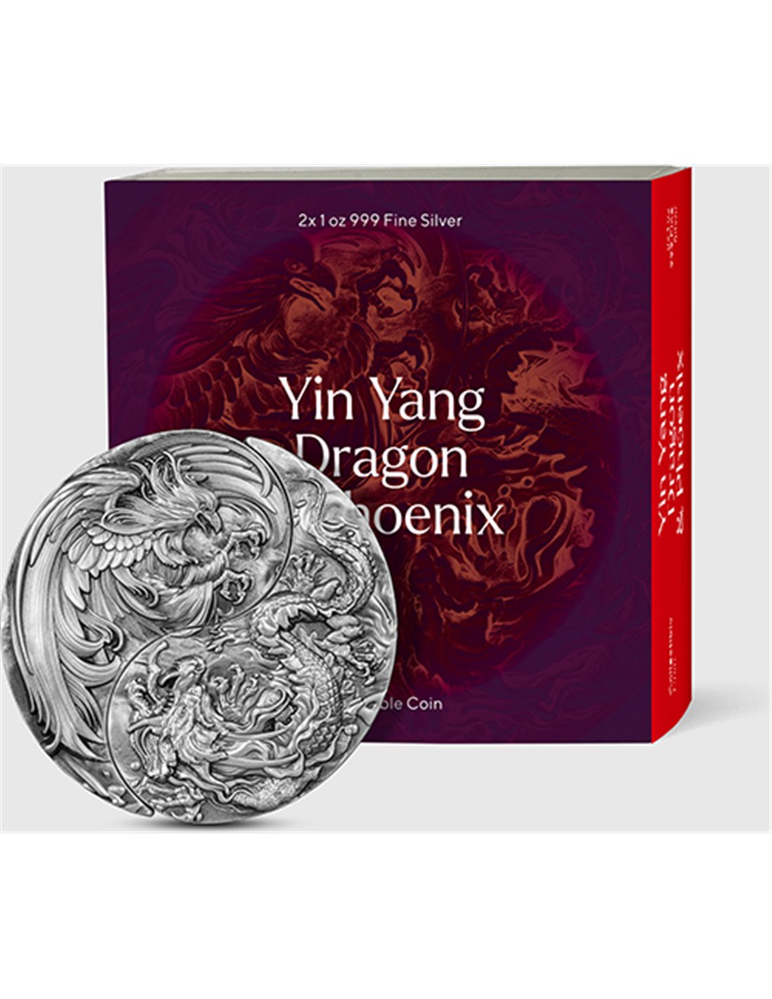 YIN YANG DRAGON AND PHOENIX Set 2 x 1 Oz Silver Coin 5000 Francs Chad 2023