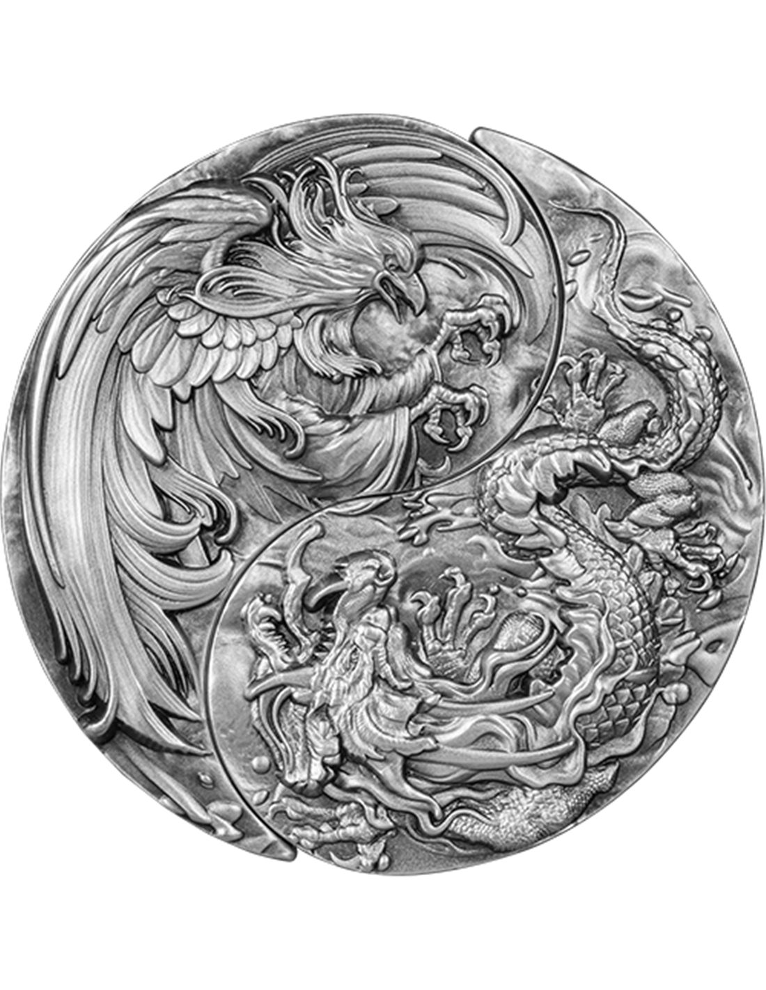 YIN YANG DRAGON AND PHOENIX Set 2 x 1 Oz Silver Coin 5000 Francs Chad 2023