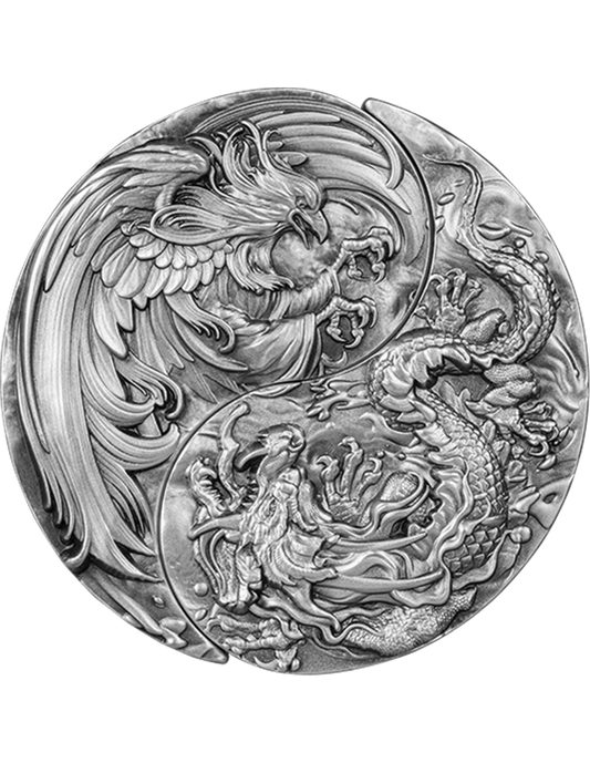 YIN YANG DRAGON AND PHOENIX Set 2 x 1 Oz Silver Coin 5000 Francs Chad 2023