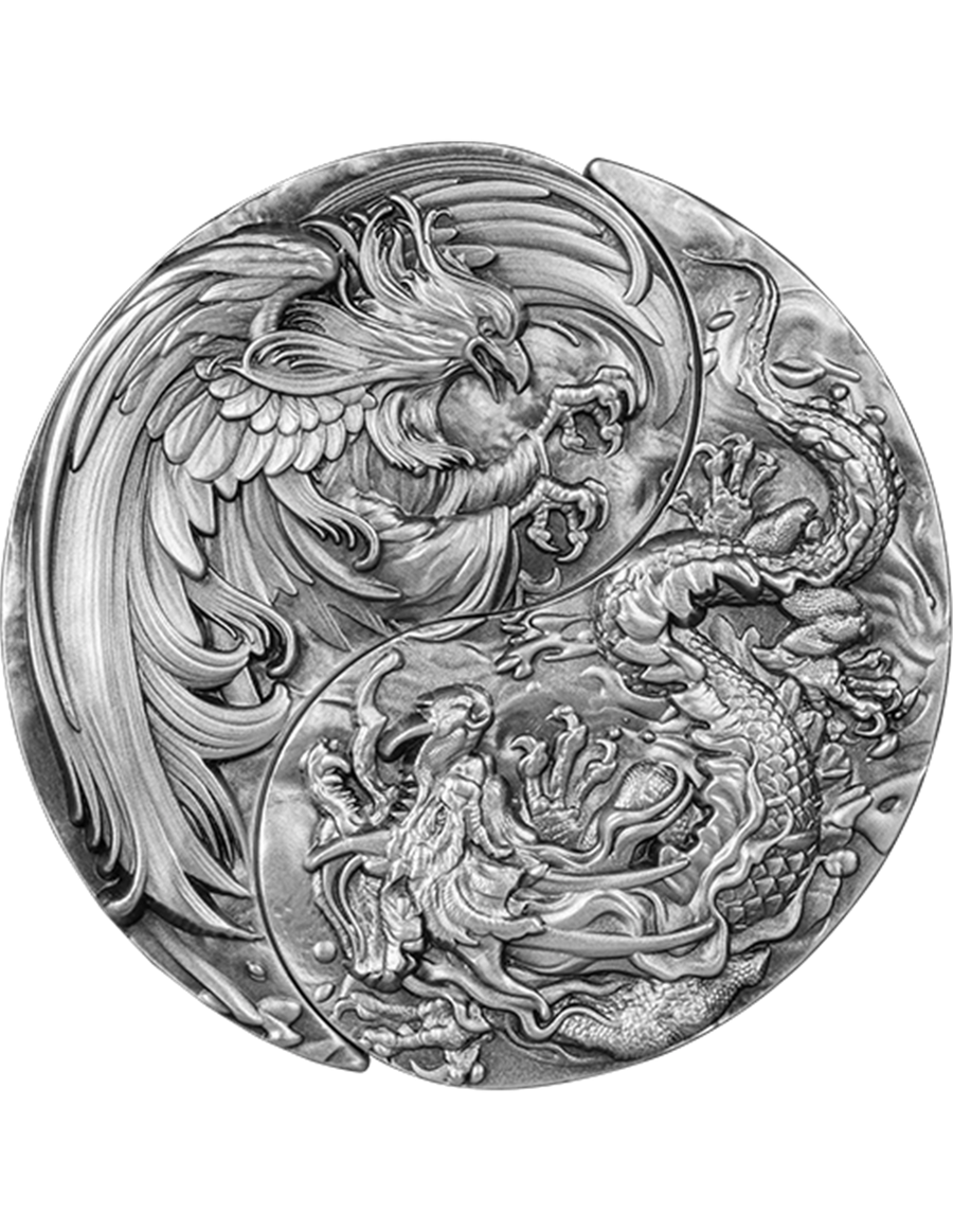 YIN YANG DRAGON AND PHOENIX Set 2 x 1 Oz Silver Coin 5000 Francs Chad 2023